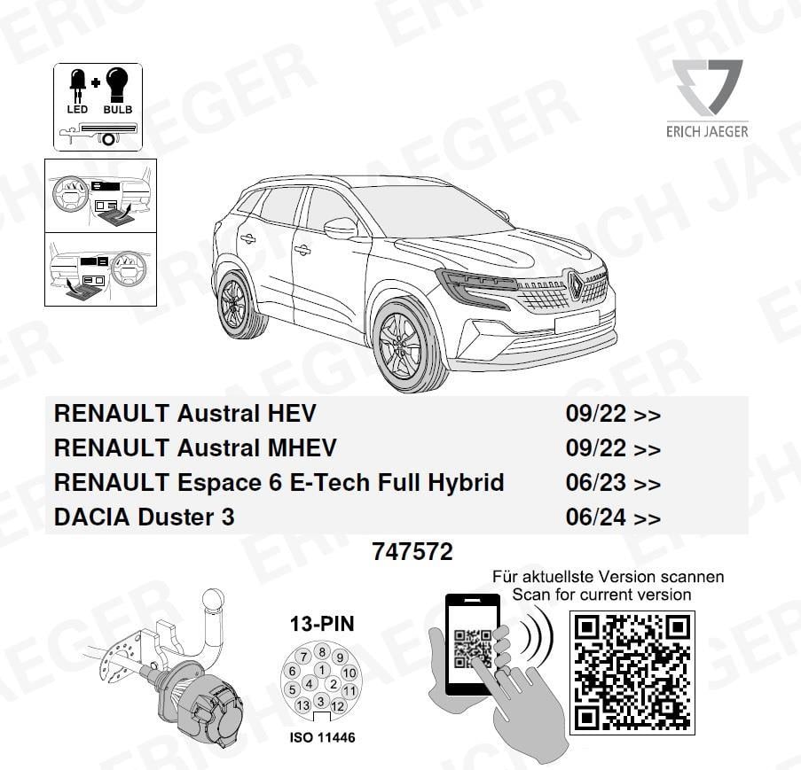 RENAULT Duster 2024- Römork Tesisatı 13P