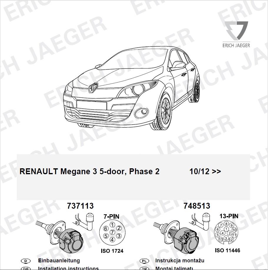 RENAULT Megane III Römork Tesisatı 7P 2009-2015 Hatchback