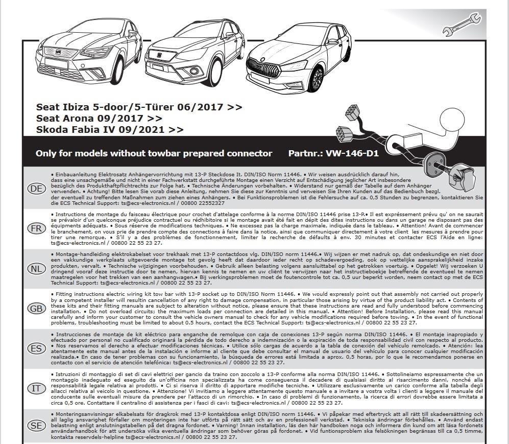 SEAT Ibiza 2017- Römork Tesisatı 13P