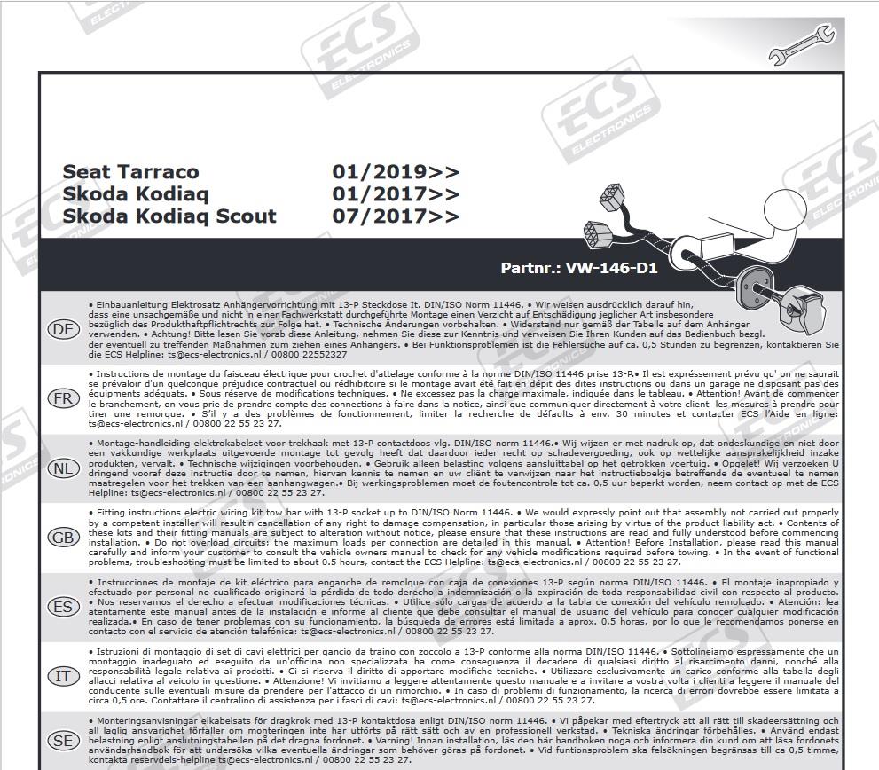 SKODA Kodiaq 2017- Römork Tesisatı 13P