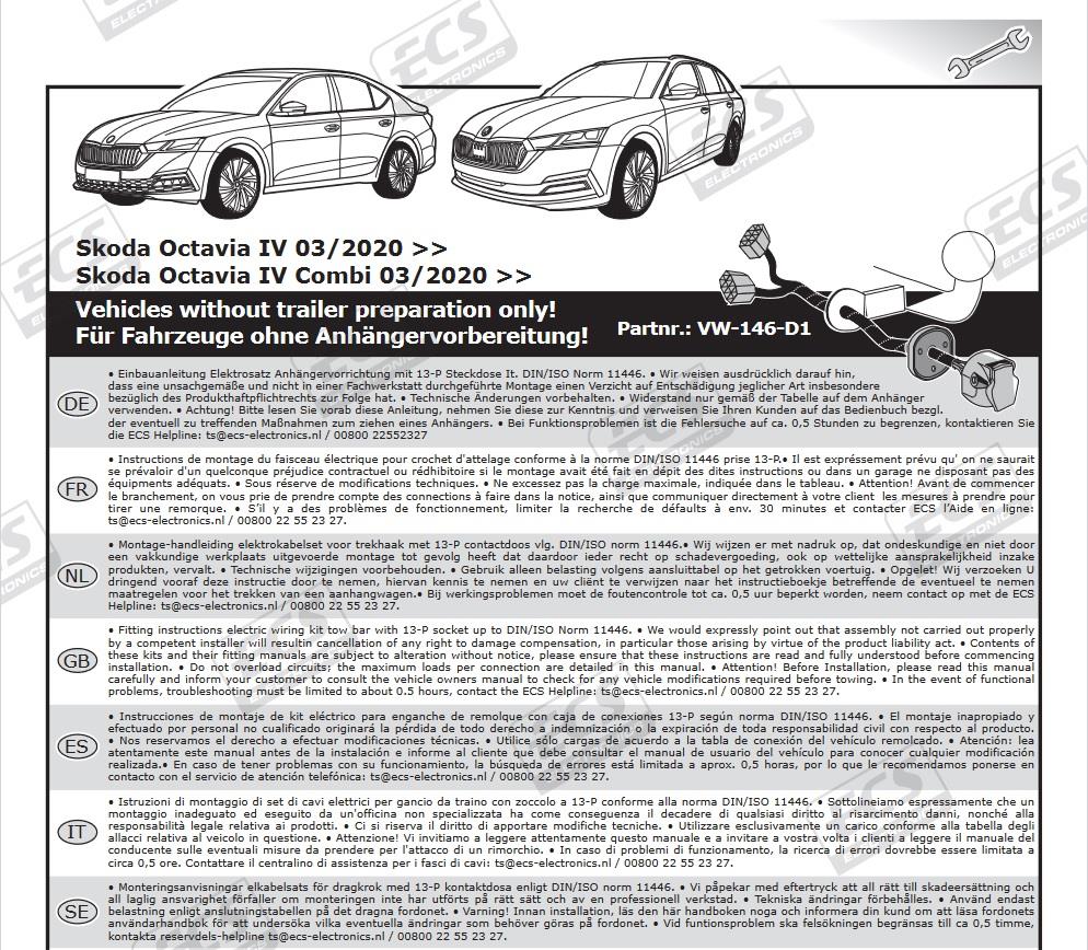 SKODA Octavia 2020- Römork Tesisatı 13P