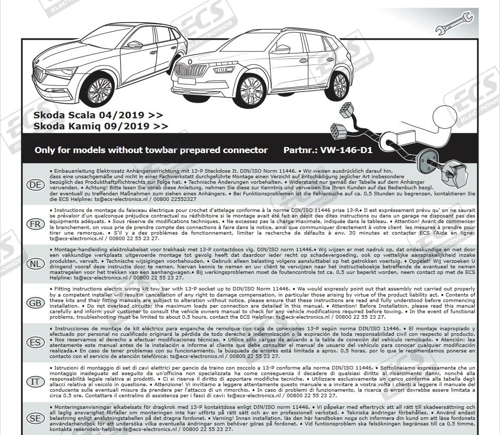 SKODA Scala 2019- Römork Tesisatı 13P