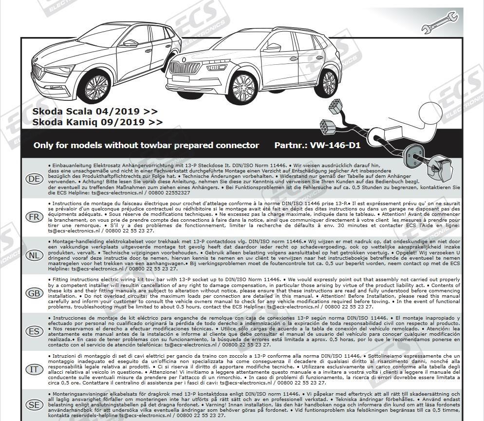 SKODA Scala 2019- Römork Tesisatı 13P