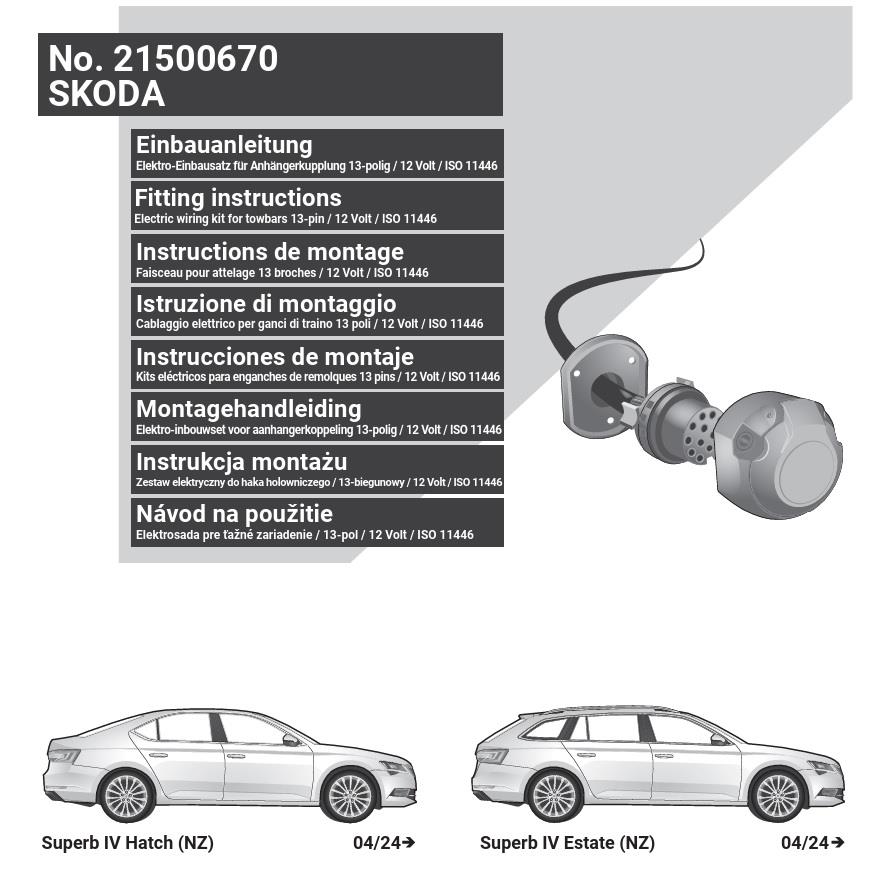SKODA SuperB 2024- Römork Tesisatı 13P