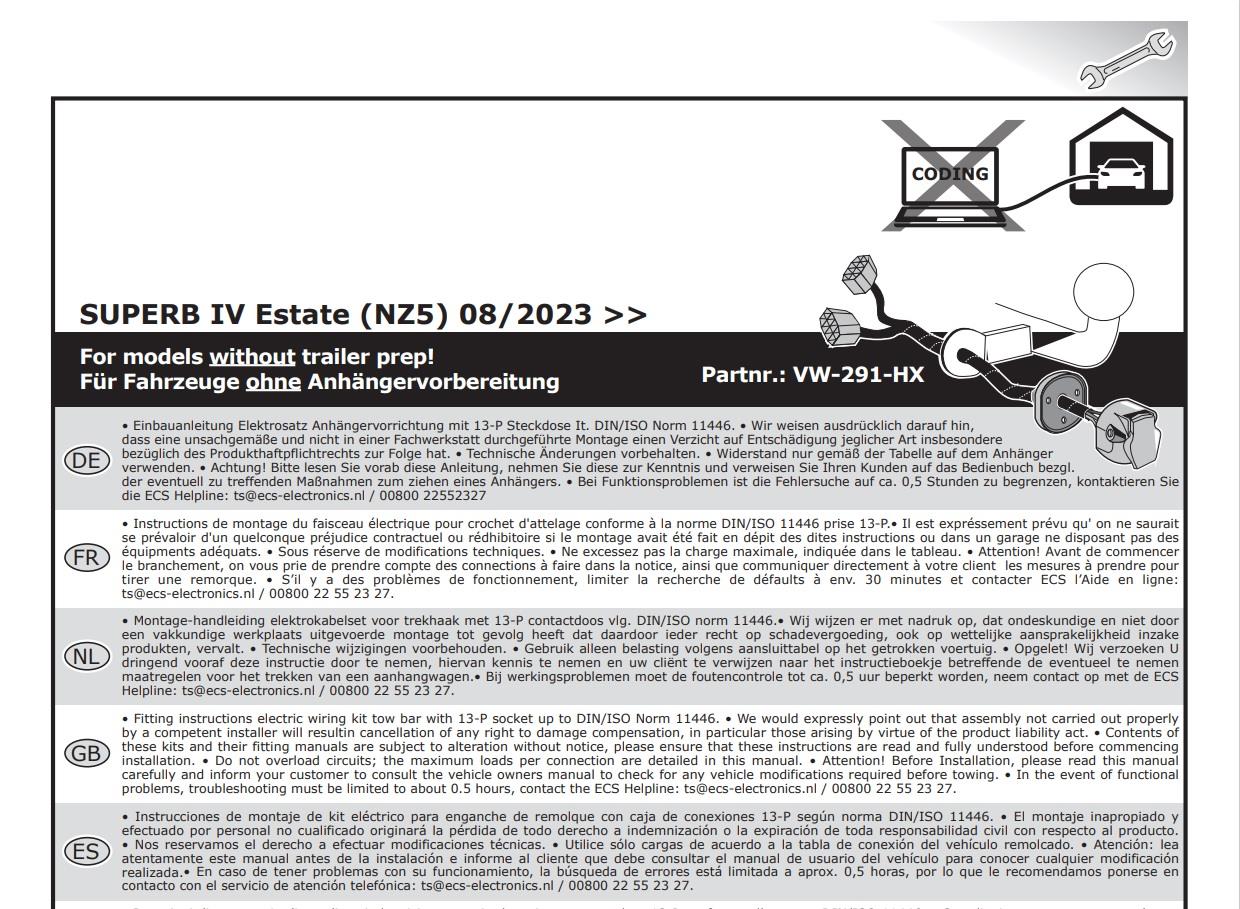 SKODA SuperB 2024- Römork Tesisatı 13P