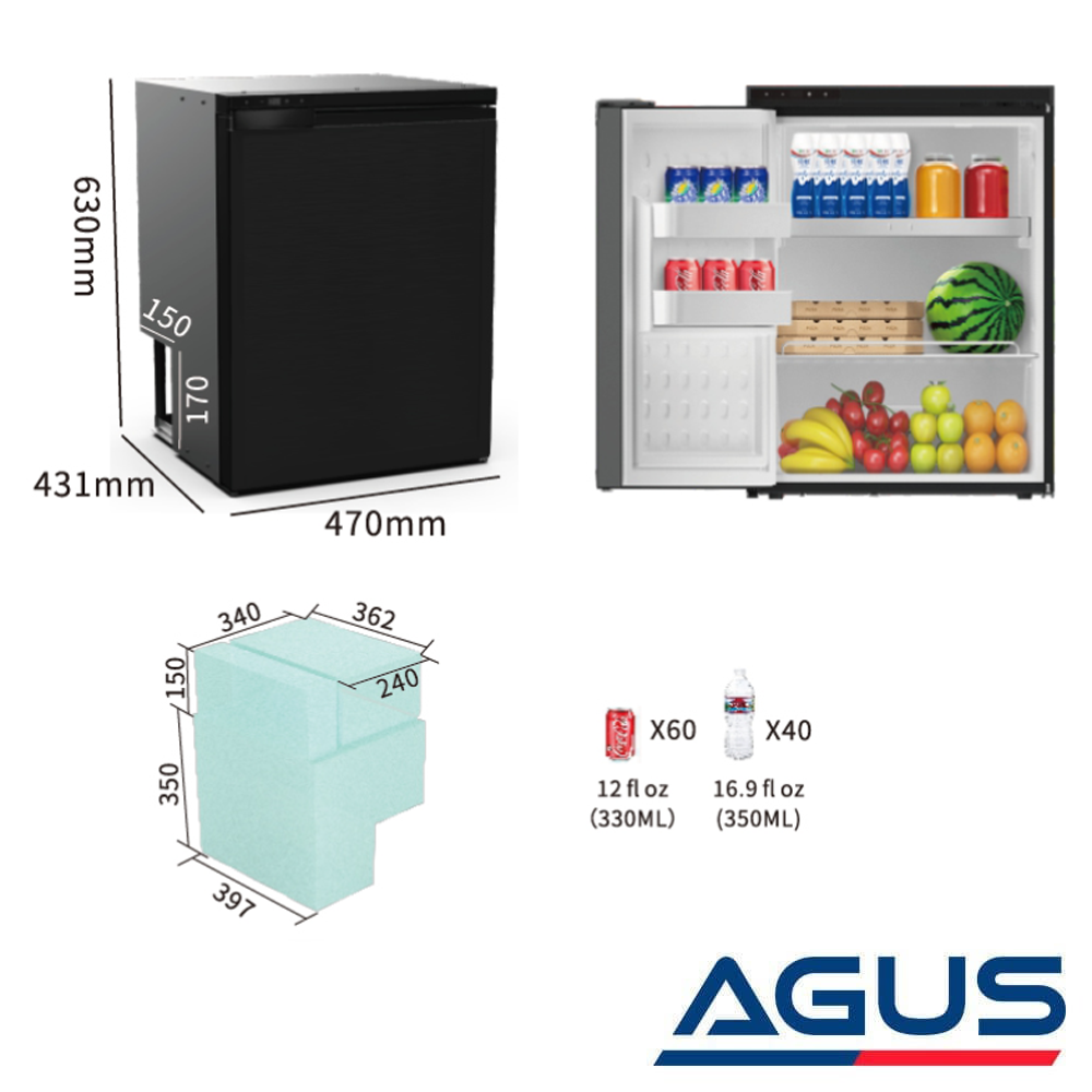 Suga 12/24V Kompresörlü Karavan Buzdolabı 65 Litre