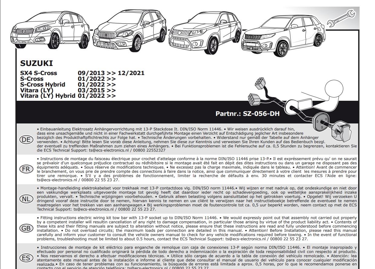 SUZUKI Vitara 2015- Römork Tesisatı 13P