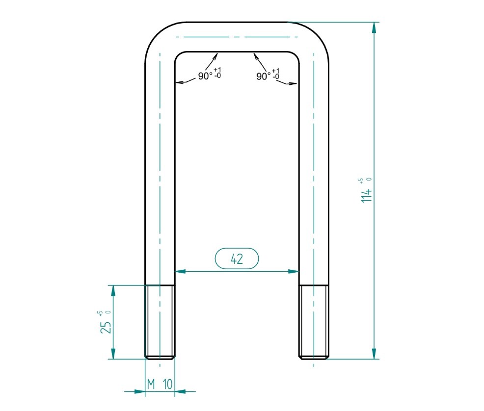 U-Bolt Bağlantı Kelepçesi M10 x 42 mm x 114 mm