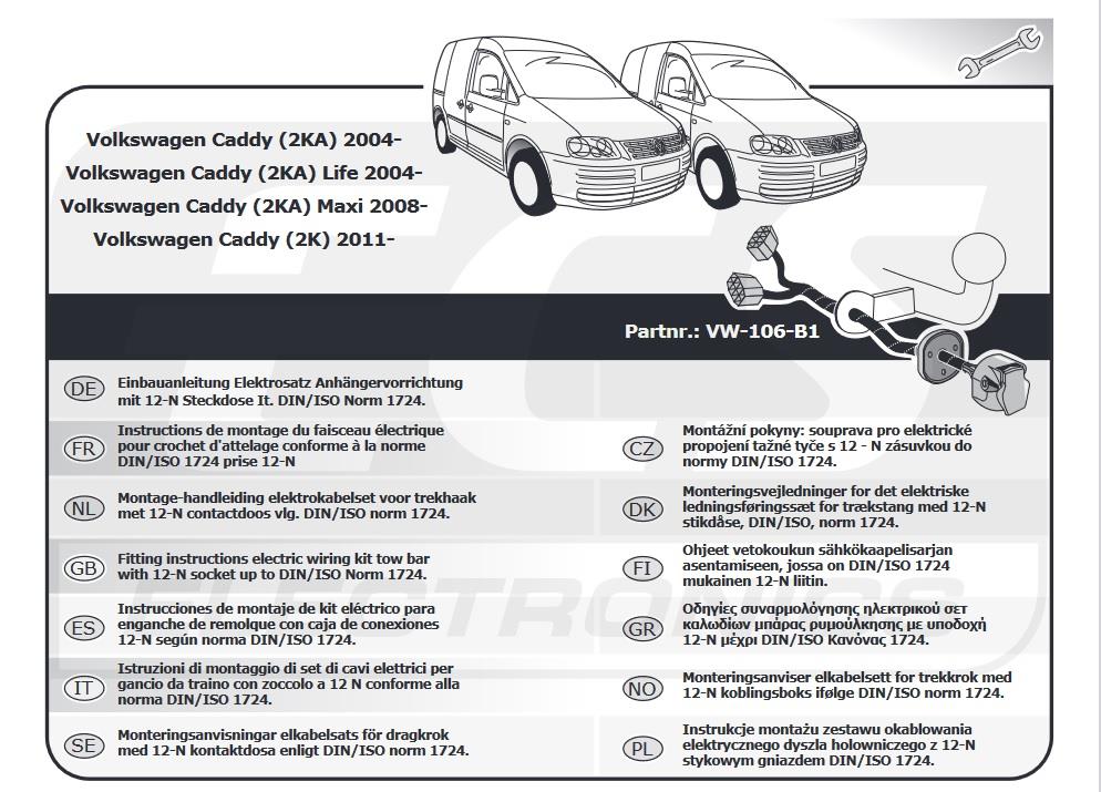 VOLKSWAGEN Caddy 2004-2020 Römork Tesisatı 7P