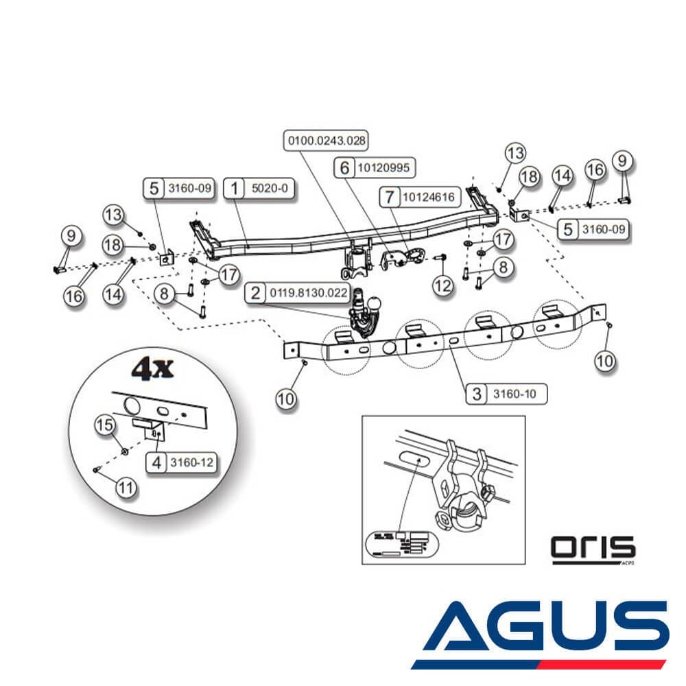 VOLKSWAGEN Caddy III-VI Çeki Demiri 2004-2020 | Agus.com.tr