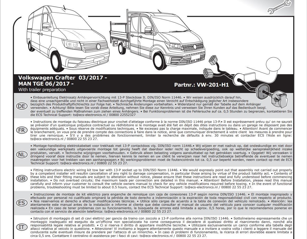 VOLKSWAGEN Crafter 2017- Römork Tesisatı 13P