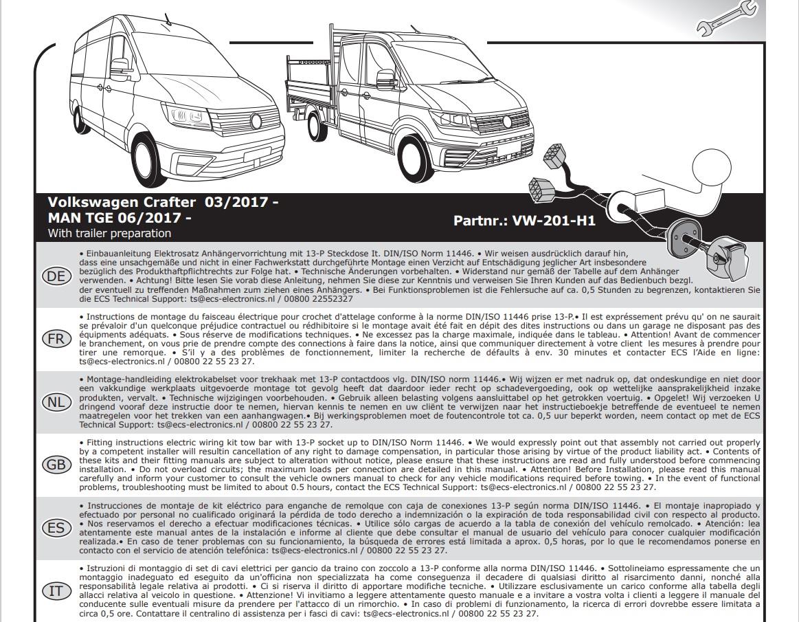 VOLKSWAGEN Crafter 2017- Römork Tesisatı 13P