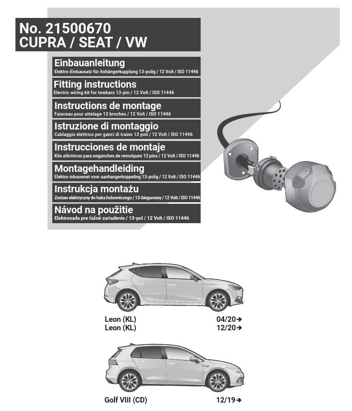 VOLKSWAGEN Golf 2024- Römork Tesisatı 13P