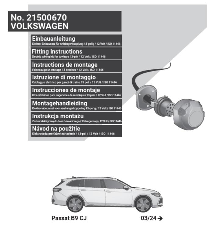 VOLKSWAGEN Passat 2024- Römork Tesisatı 13P
