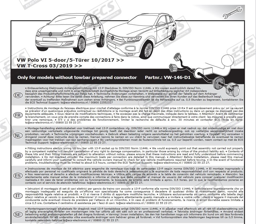 VOLKSWAGEN Polo 2017- Römork Tesisatı 13P