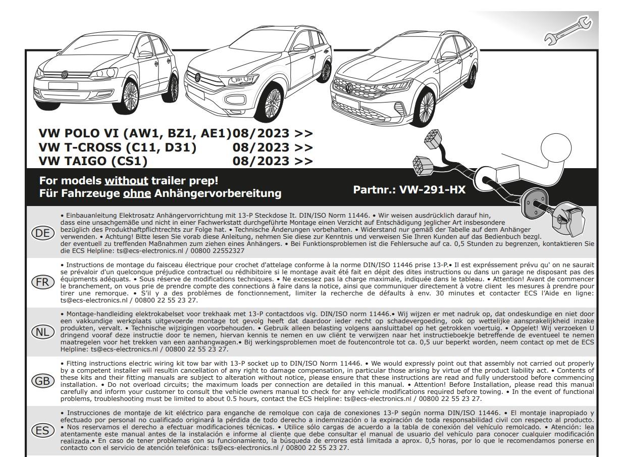 VOLKSWAGEN Taigo 2024- Römork Tesisatı 13P