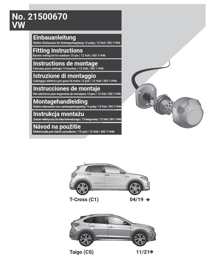 VOLKSWAGEN Taigo 2024- Römork Tesisatı 13P