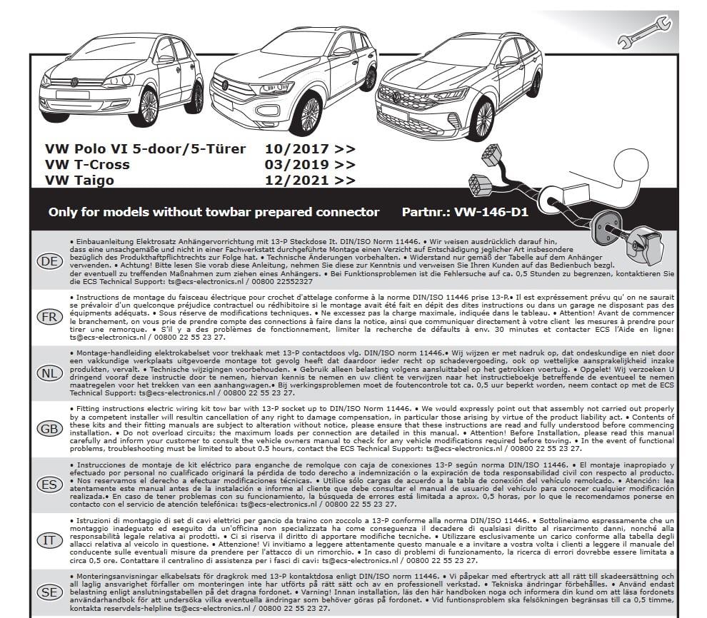VOLKSWAGEN Taigo Römork Tesisatı 13P