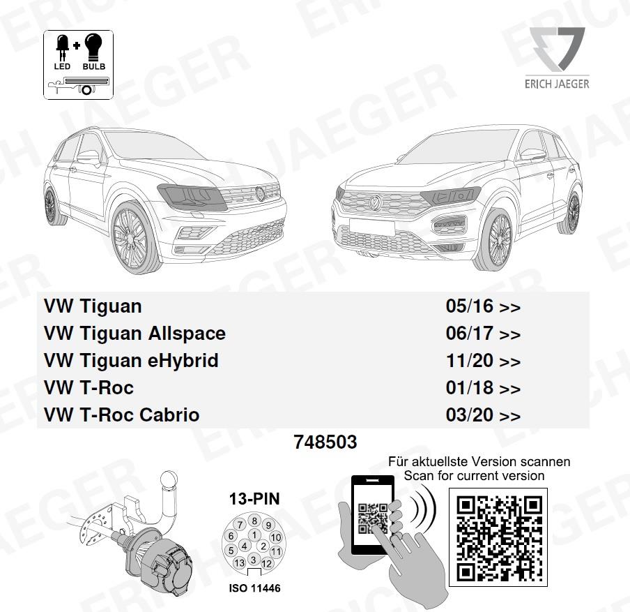 VOLKSWAGEN Tiguan 2016-2023 Römork Tesisatı 13P