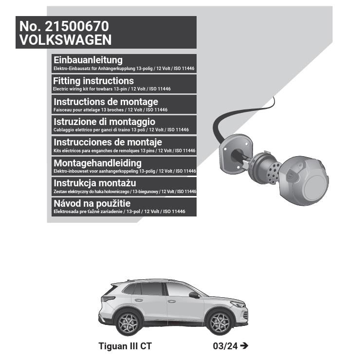 VOLKSWAGEN Tiguan 2024- Römork Tesisatı 13P