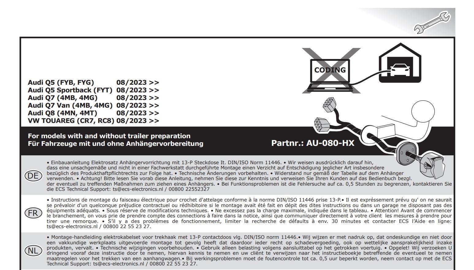 VOLKSWAGEN Touareg 2024- Römork Tesisatı 13P