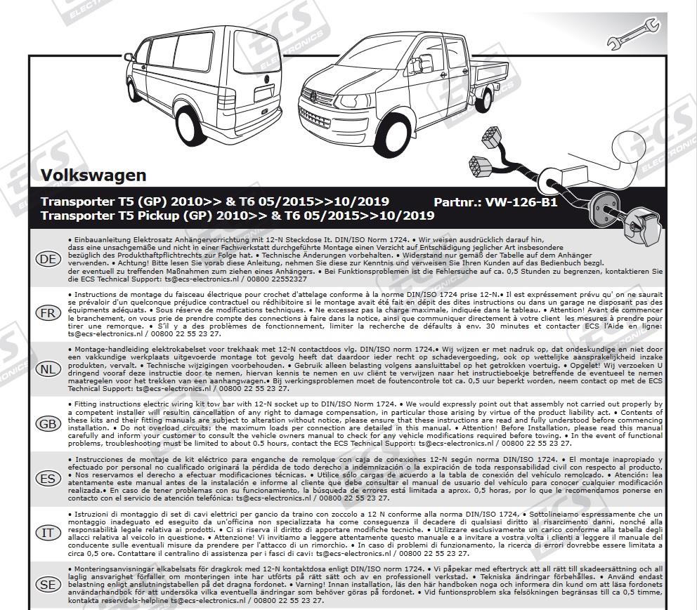 VOLKSWAGEN Transporter 2010-2019 Römork Tesisatı 7P