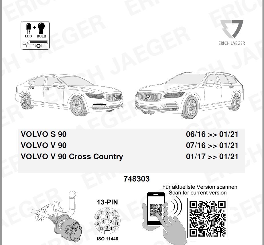 VOLVO S90 2016- Römork Tesisatı 13P