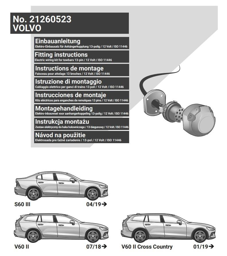 VOLVO V60 2019- Römork Tesisatı 13P