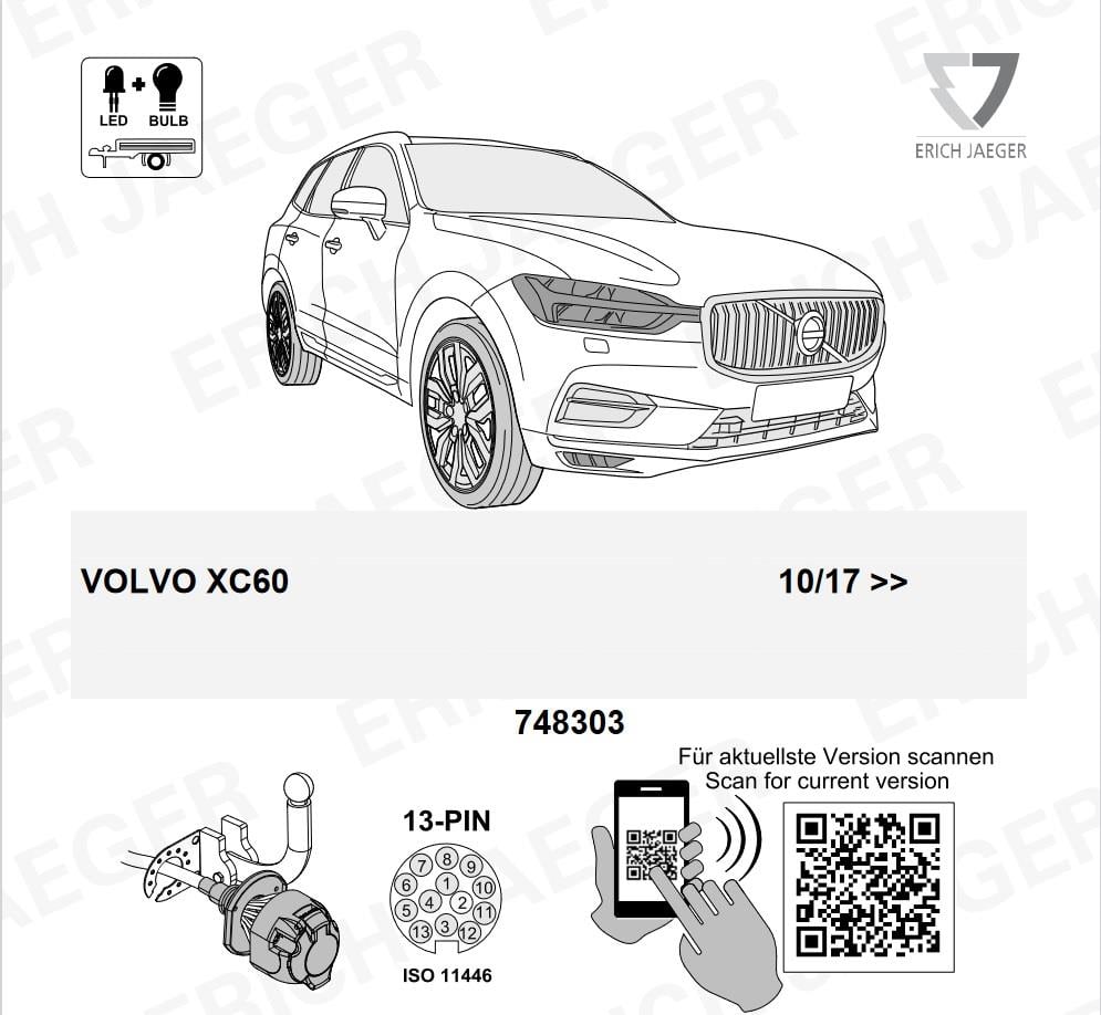 VOLVO XC60 2017- Römork Tesisatı 13P
