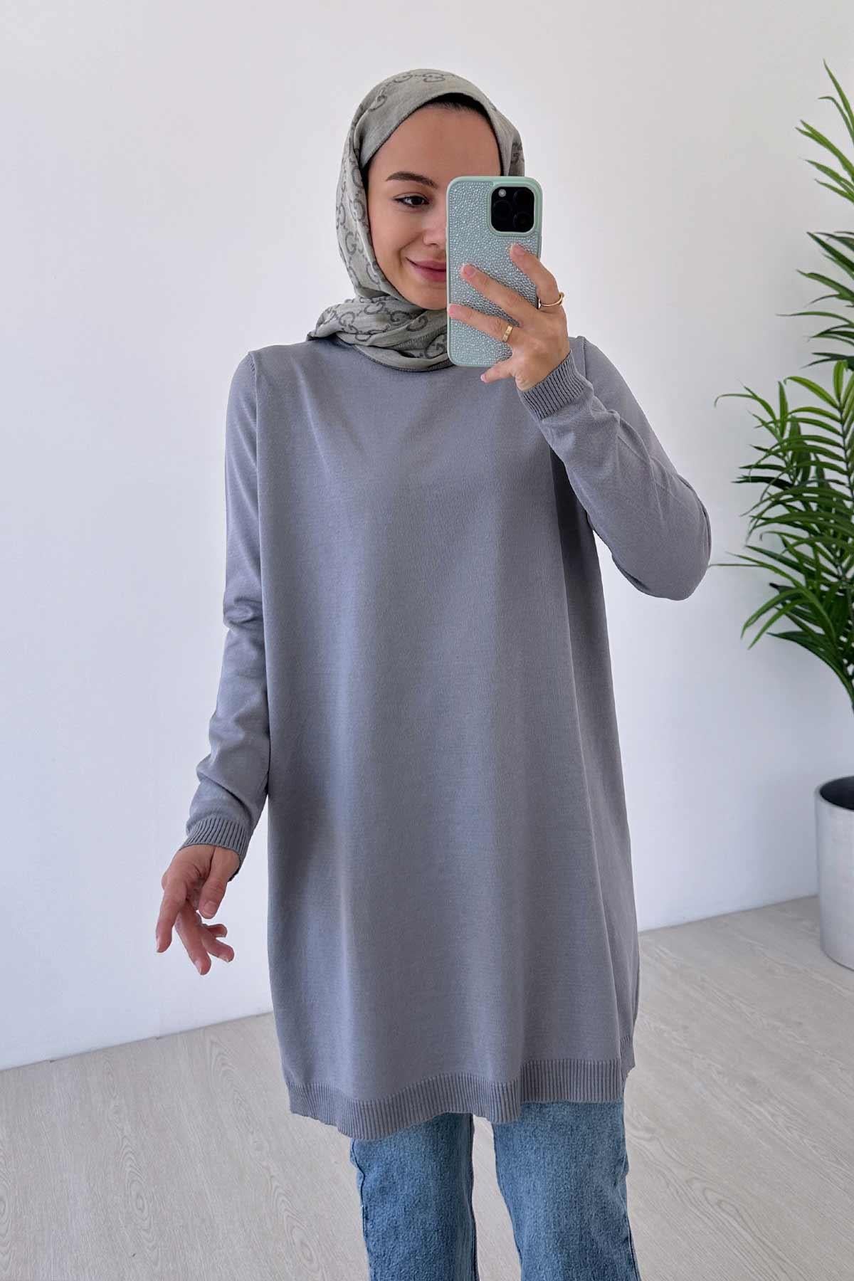 Basic Merserize Tunik - Gri