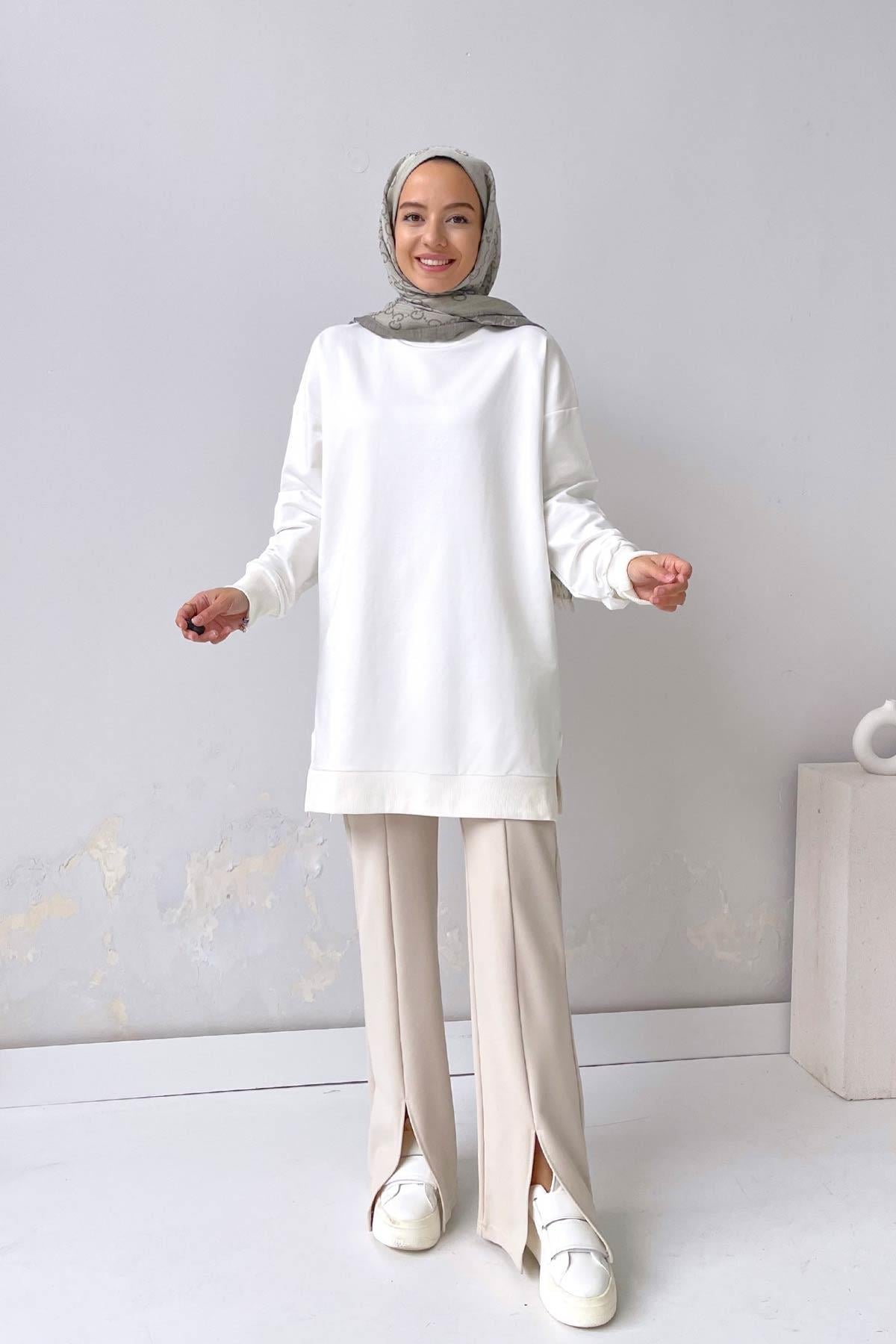 Basic Sweatshirt - Beyaz