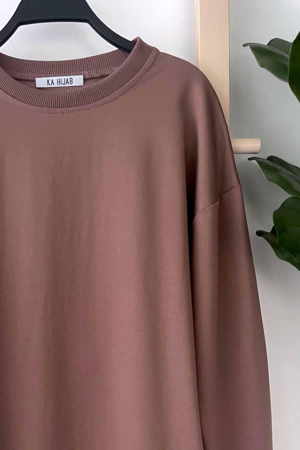 Basic Sweatshirt - Kahverengi