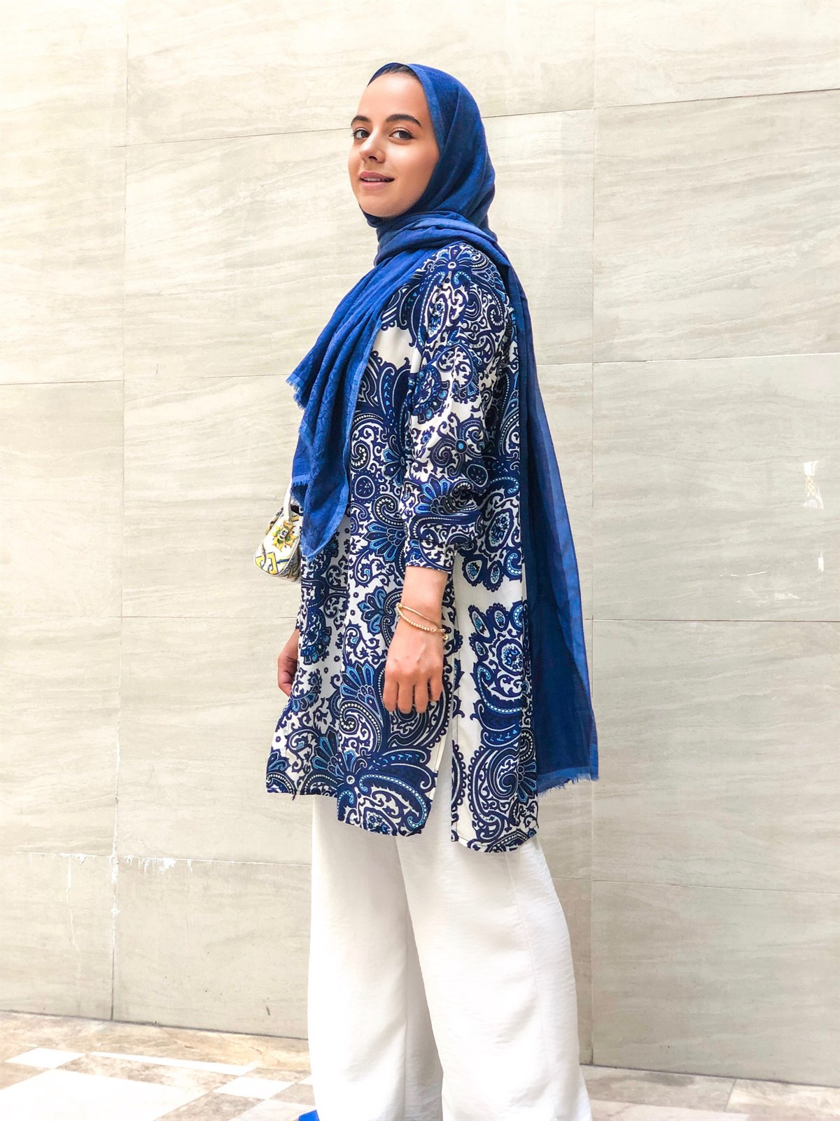 Desenli Mavi Tunik