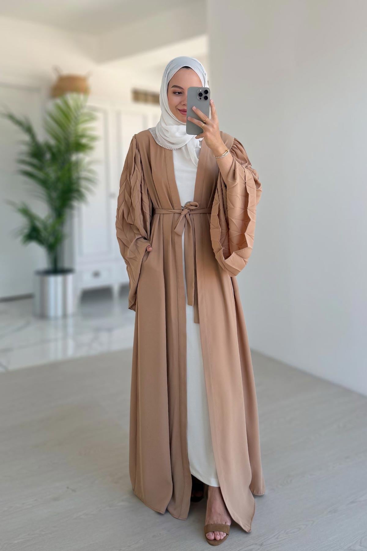 İspanyol Kol Cepli Abaya - Bej