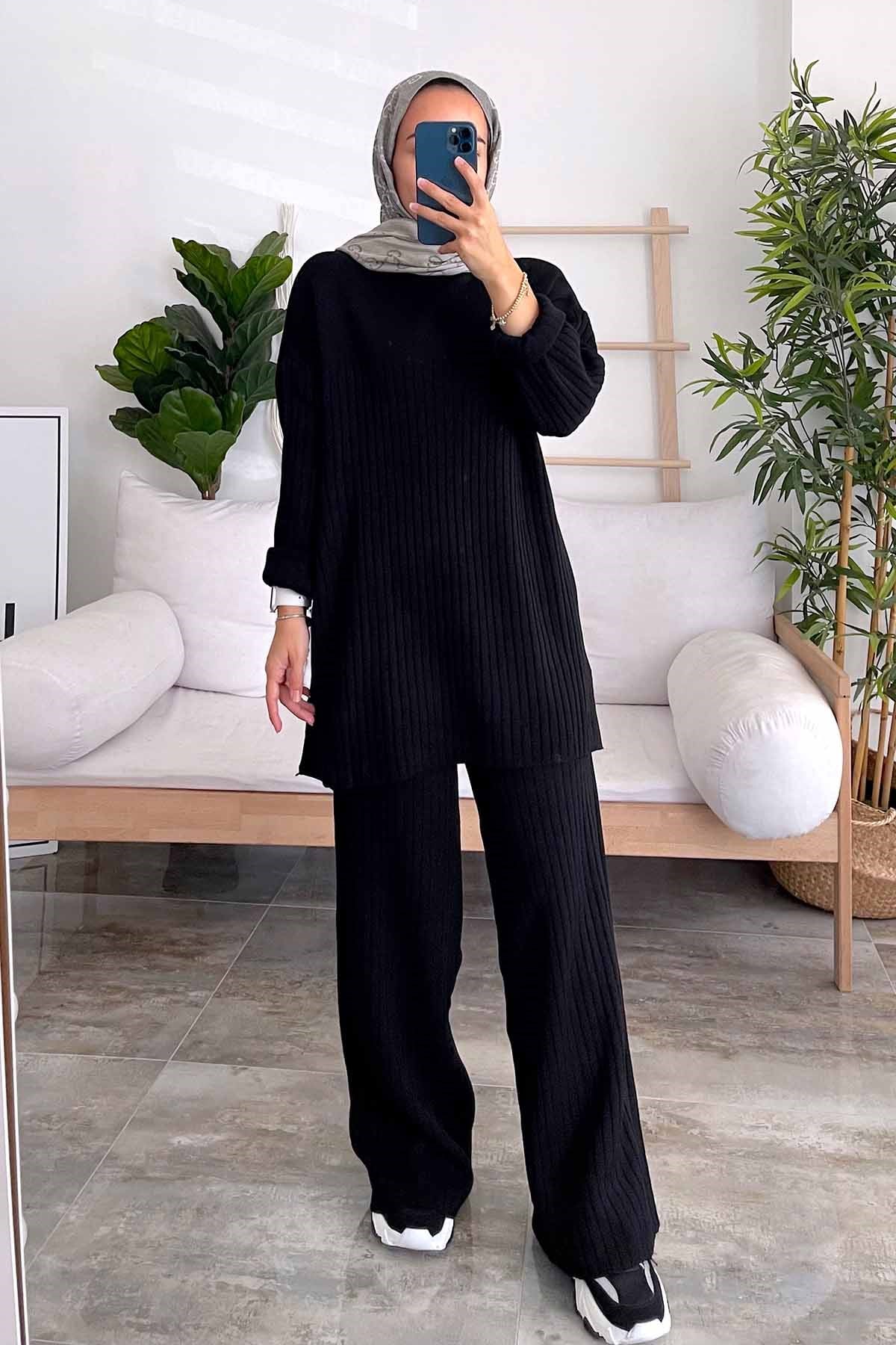 KH Fitilli Triko Takım - Siyah