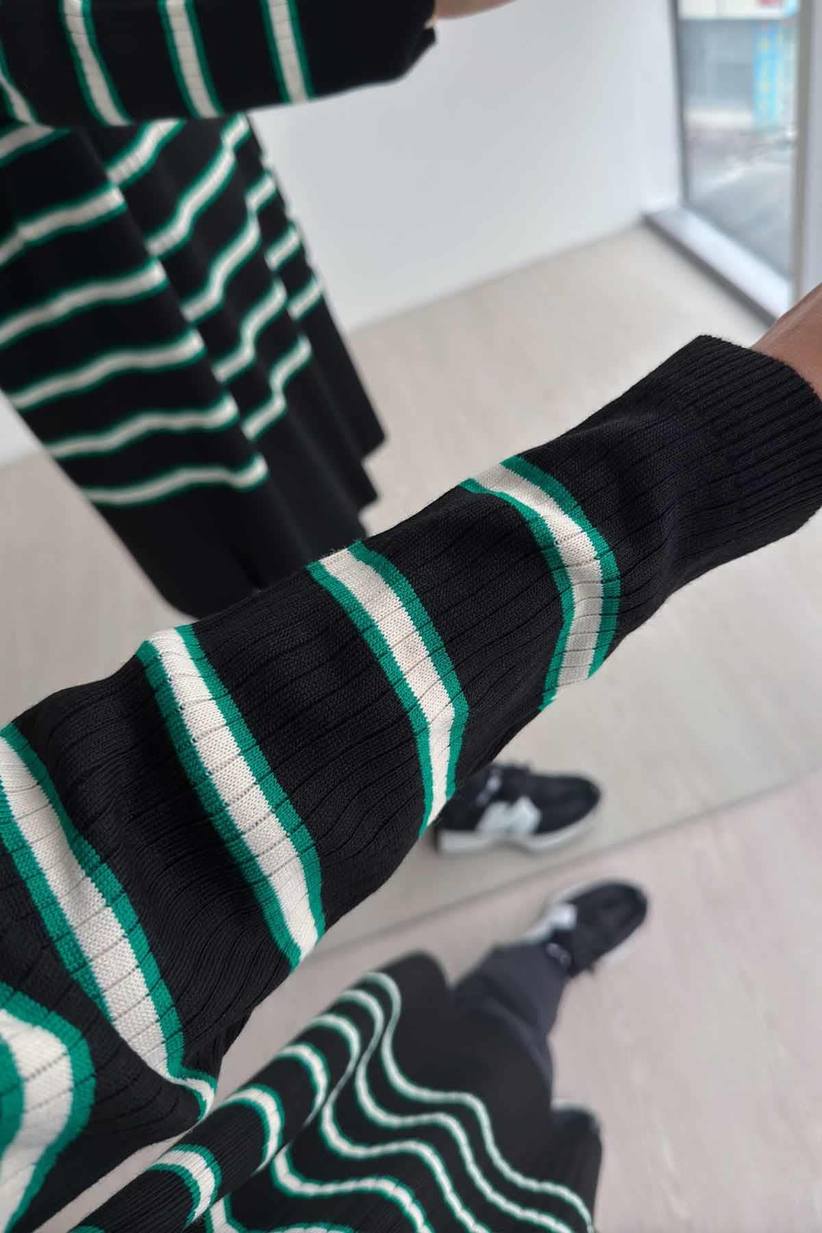 Lady Triko Tunik - Siyah/Yeşil