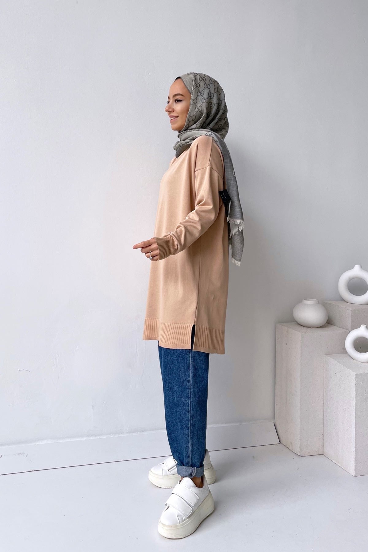 Line Merserize Tunik - Sütlü Kahve