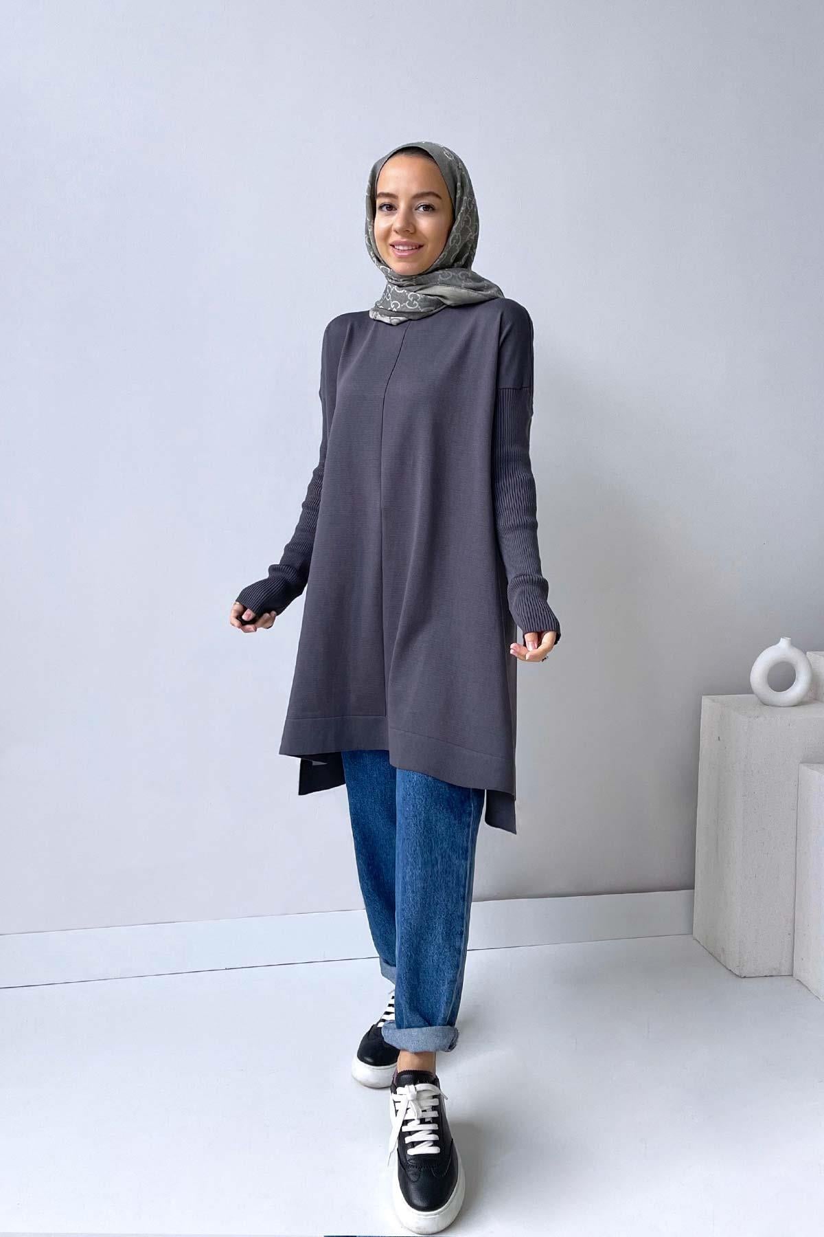 Mira Merserize Tunik - Füme