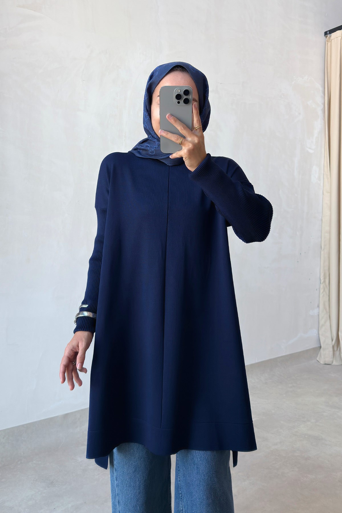 Mira Merserize Tunik - Lacivert