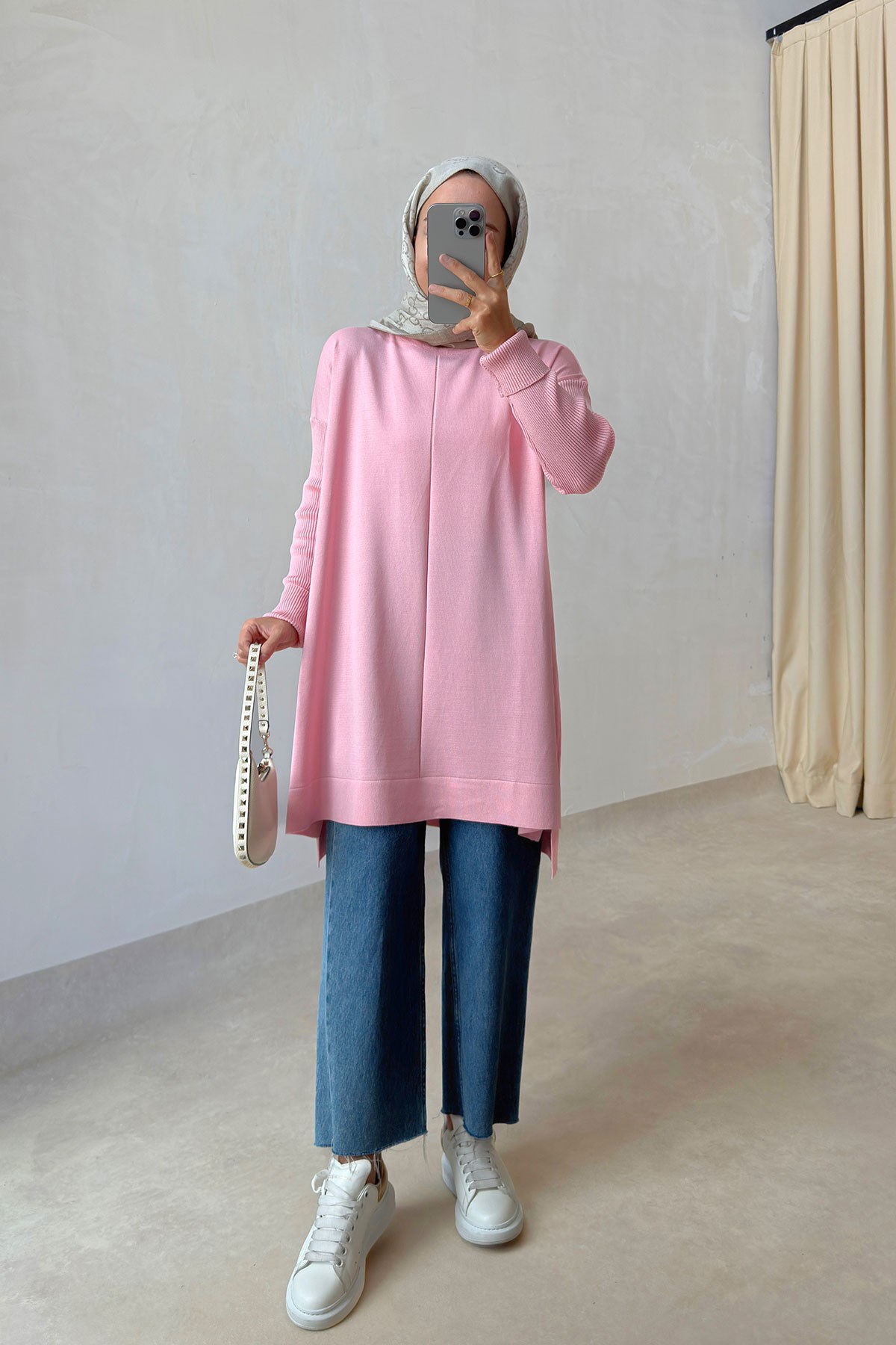 Mira Merserize Tunik - Pembe