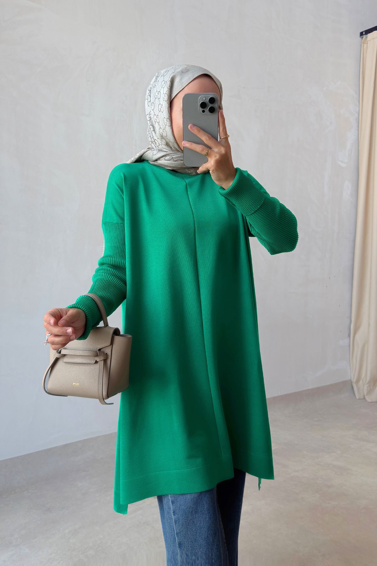 Mira Merserize Tunik - Yeşil