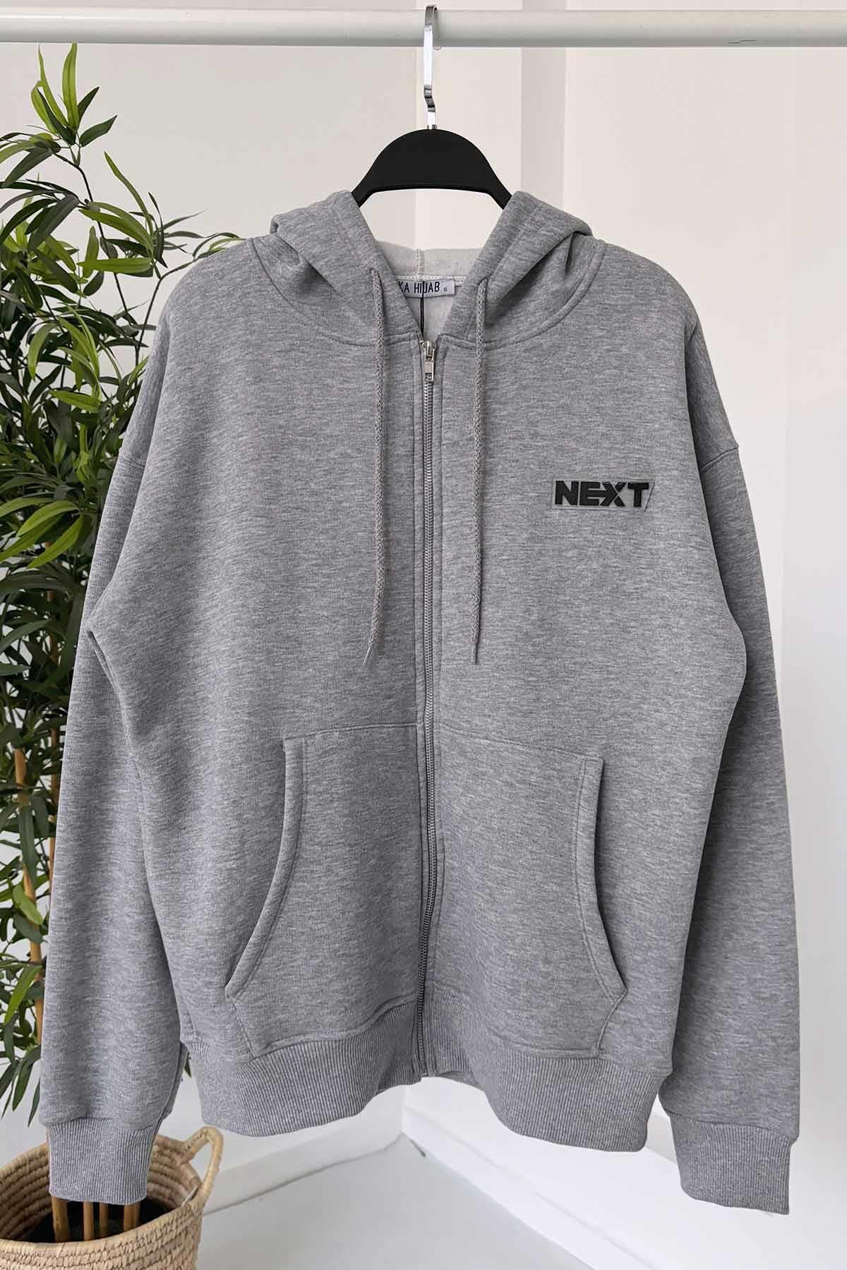 Next Kapüşonlu Sweatshirt - Gri