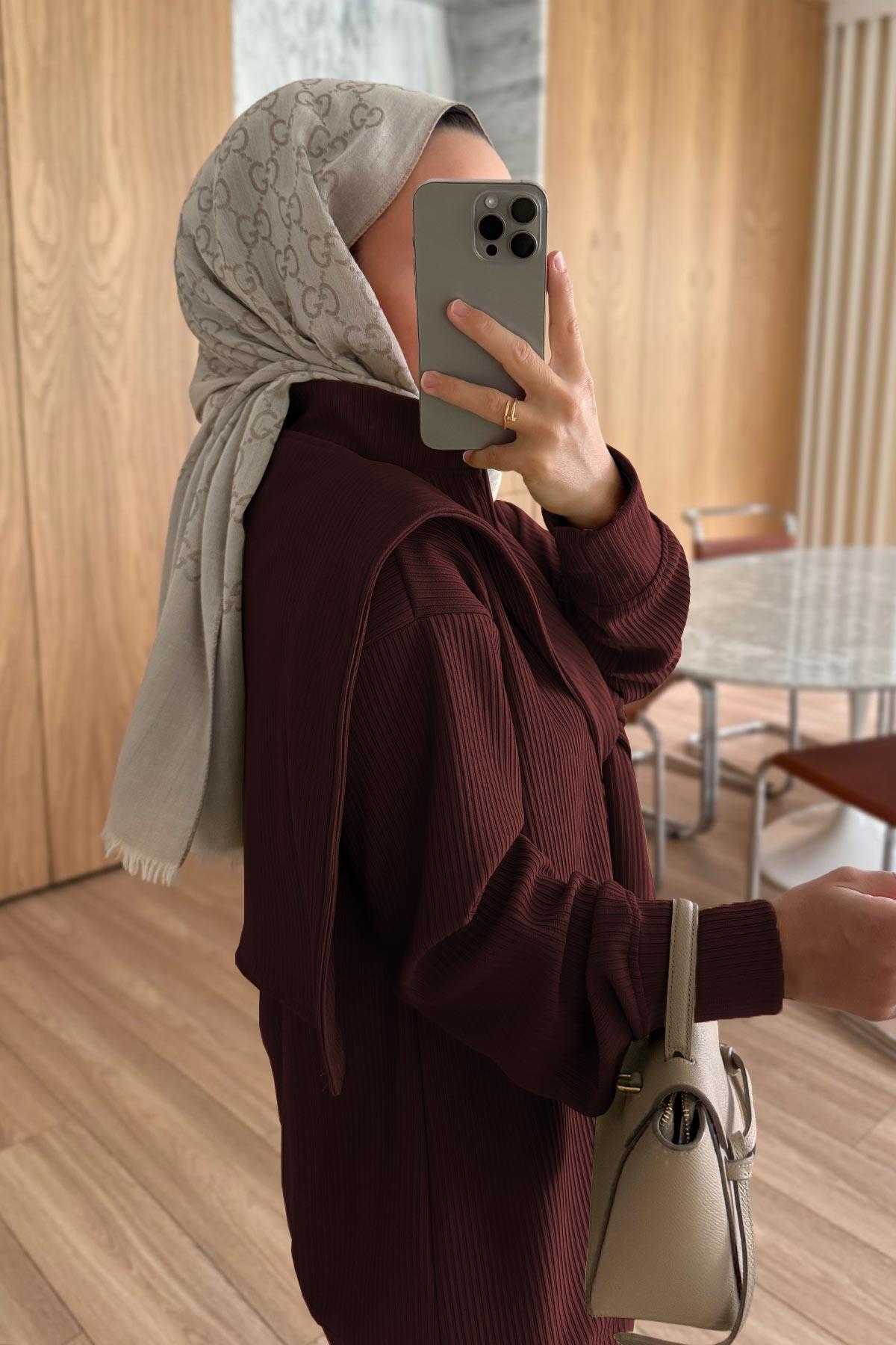 Omuz Atkılı 3'lü Takım - Bordo