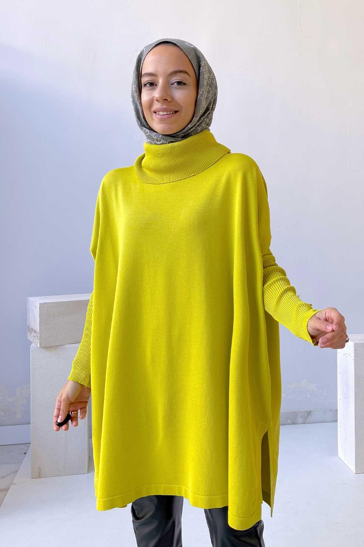 Oversize Merserize Tunik - Yağ Yeşili