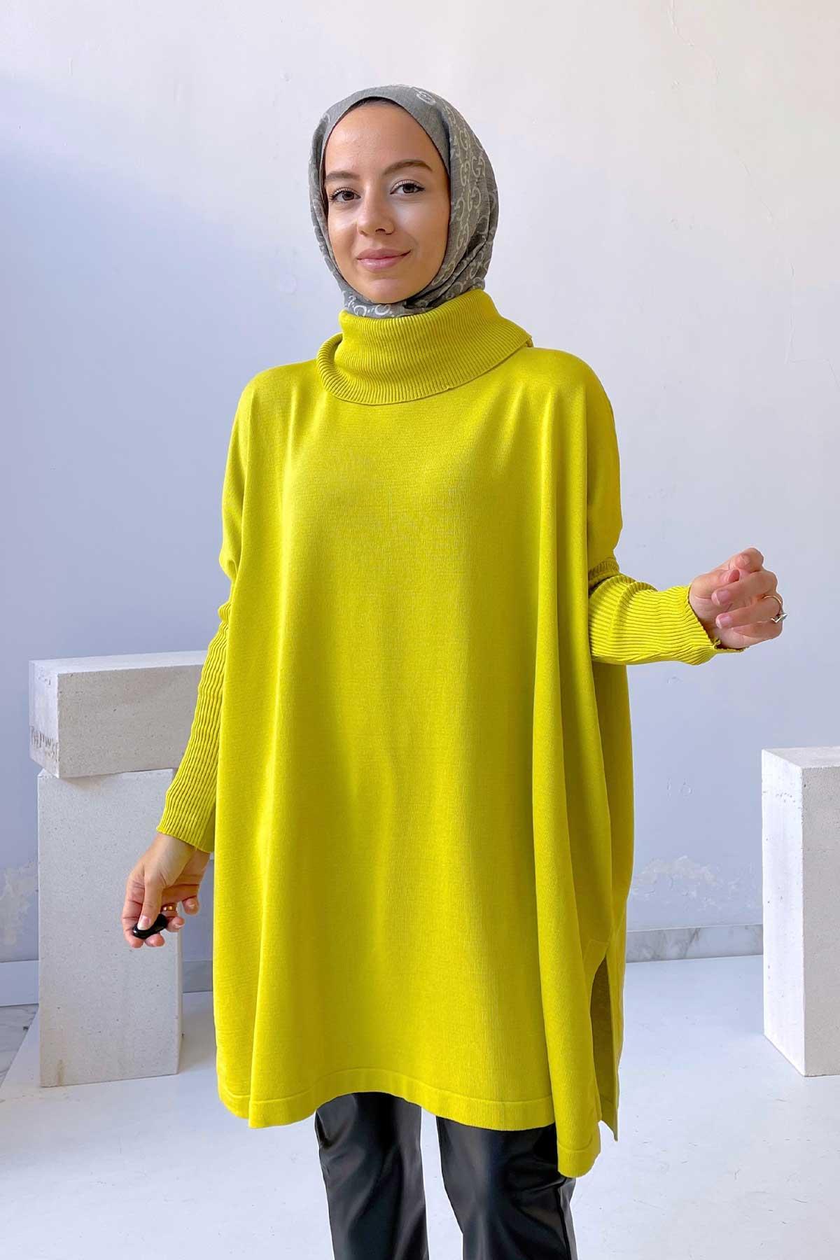 Oversize Merserize Tunik - Yağ Yeşili