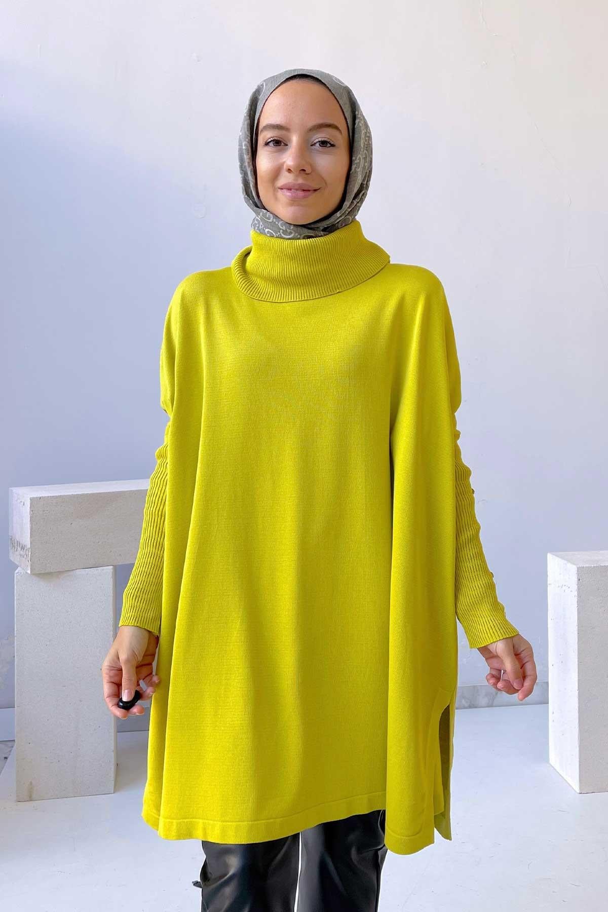 Oversize Merserize Tunik - Yağ Yeşili