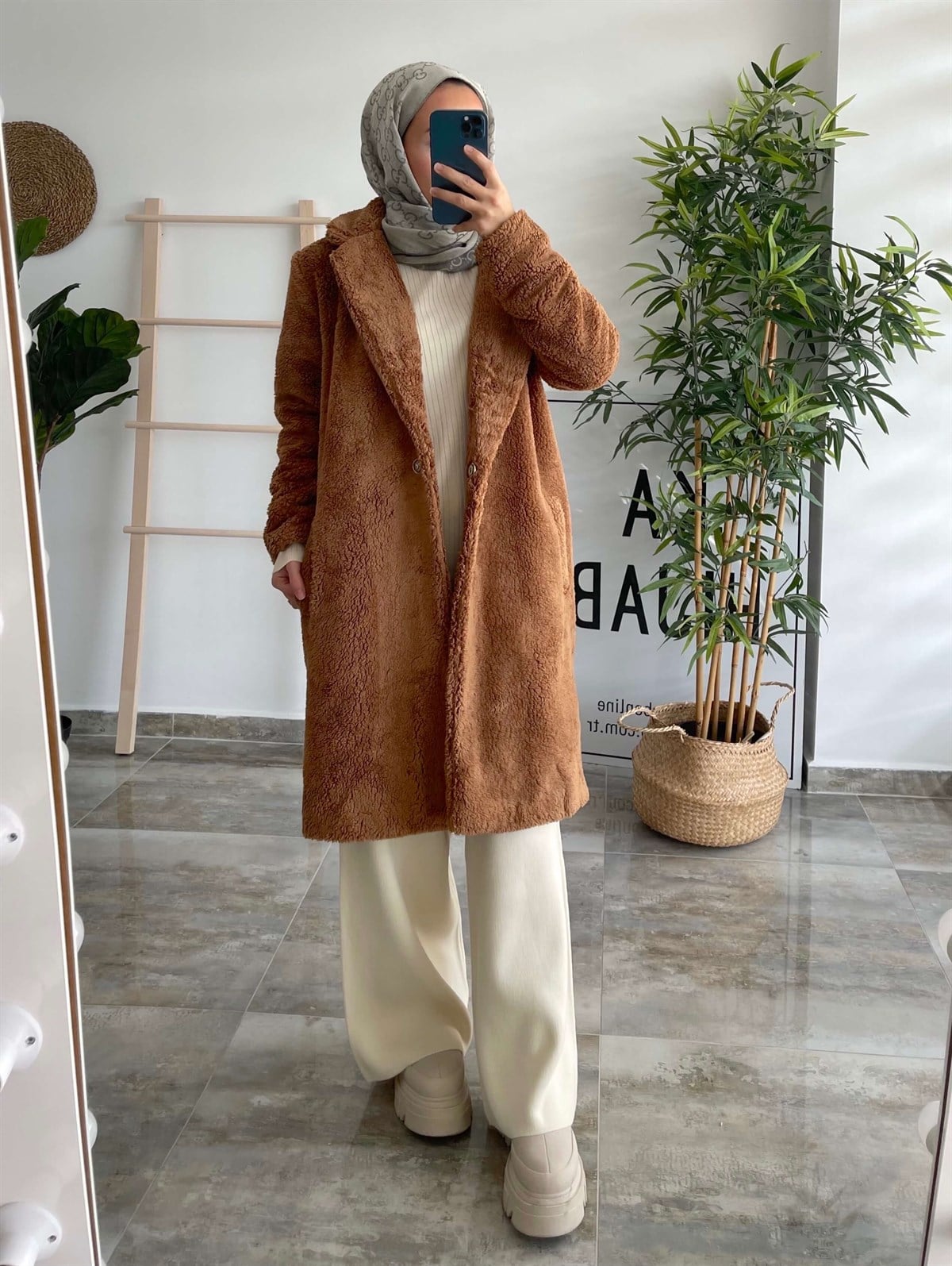 Peluş Mont - Kahve