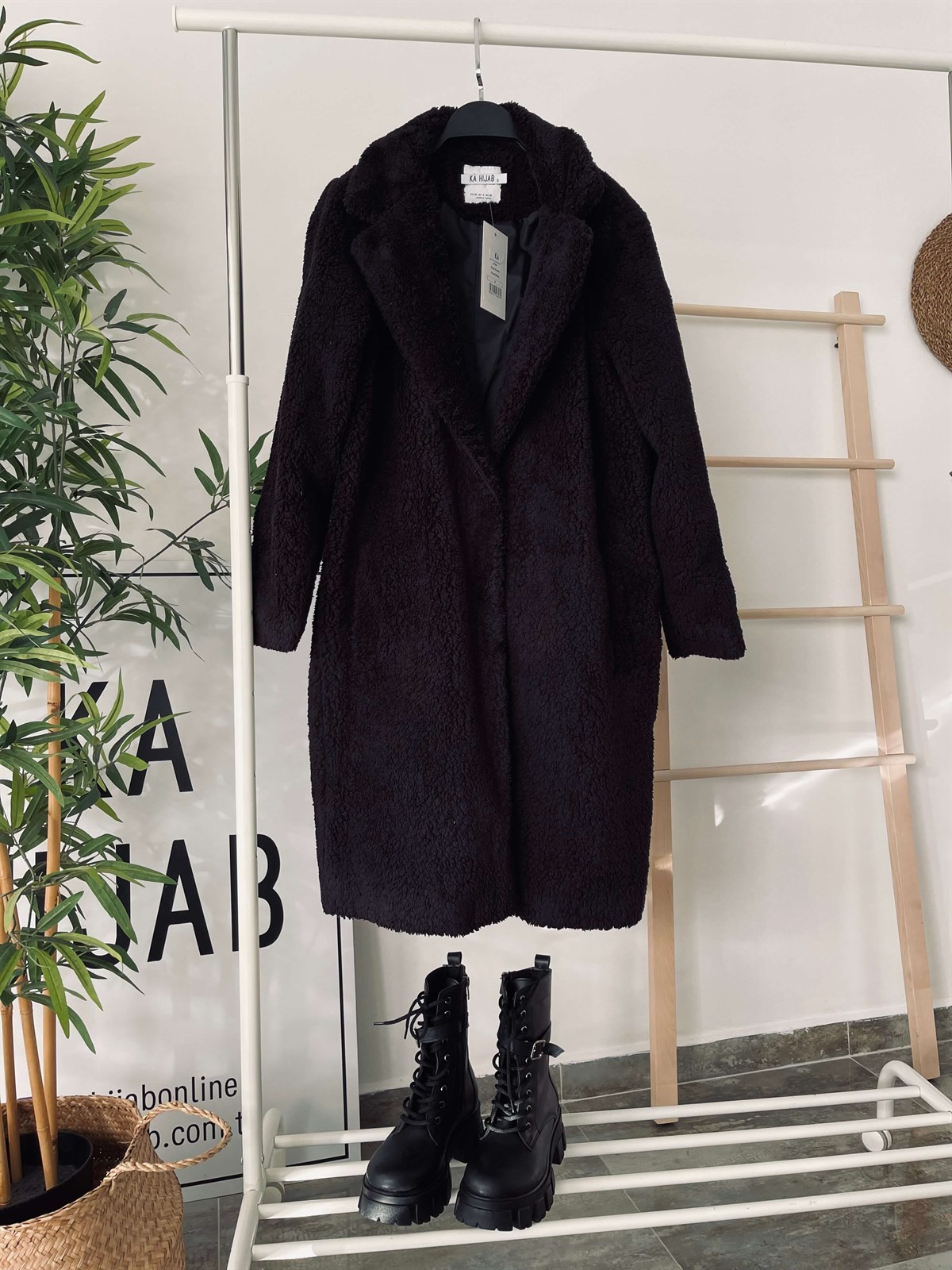 Peluş Mont - Siyah