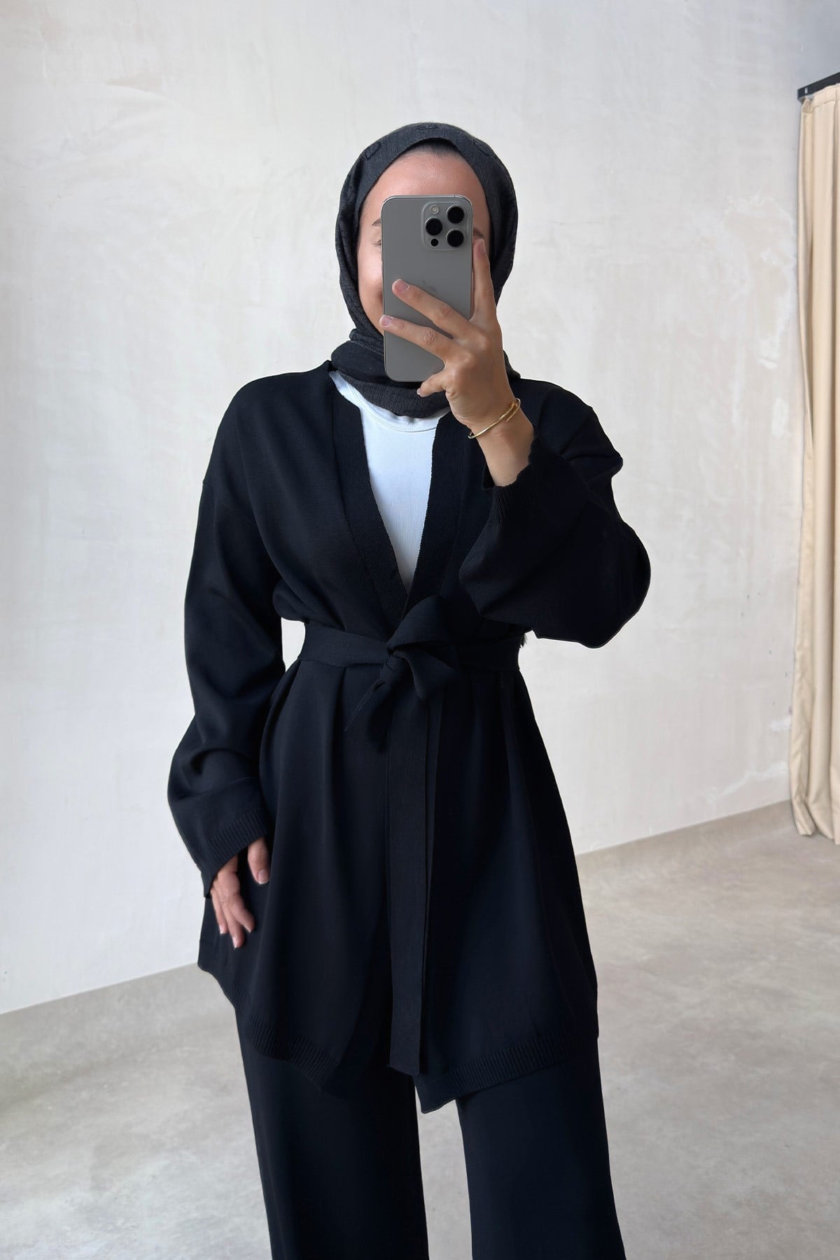 Premium Hırkalı Rayon Takım - Siyah