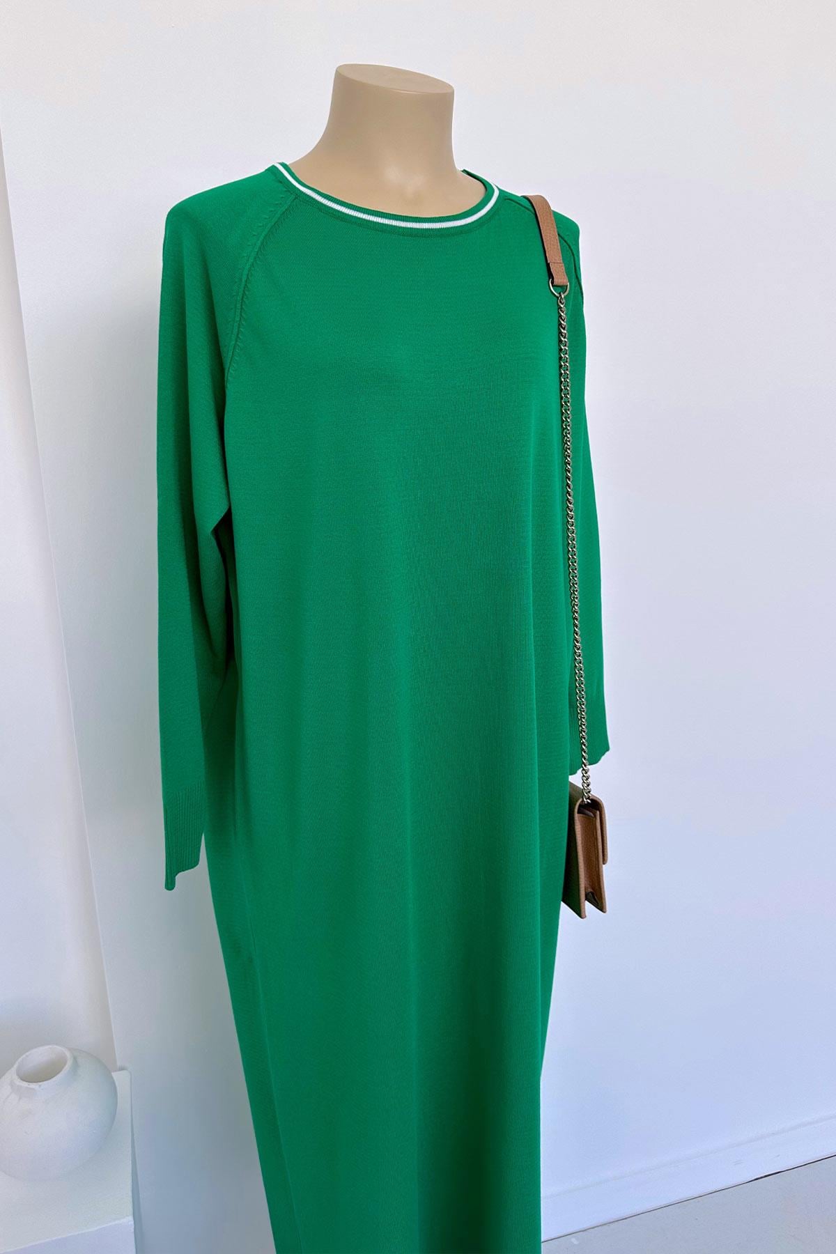 Reglan Merserize Elbise - Yeşil
